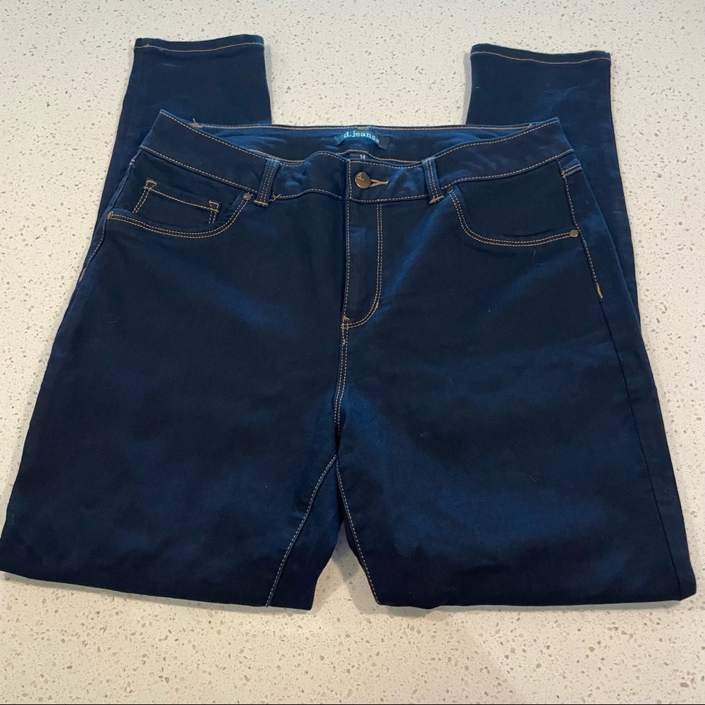d. jeans Indigo Jeggings Gold Stitching Skinny Fit Size 14
